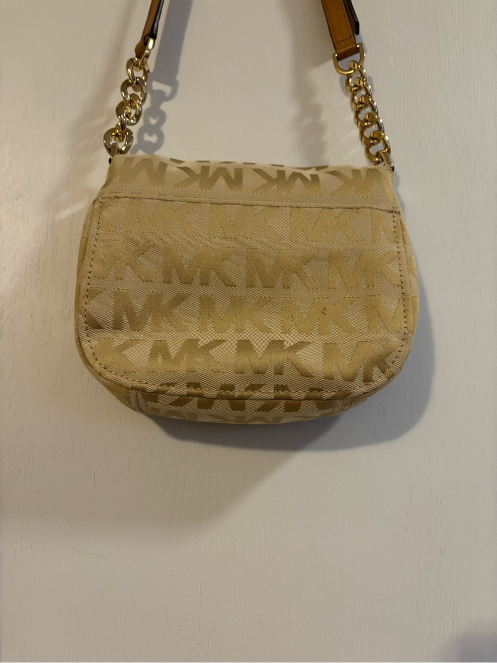 Michael Kors Tan Logo Jacquard Crossbody with Gold Hardware - Picture 7 of 8